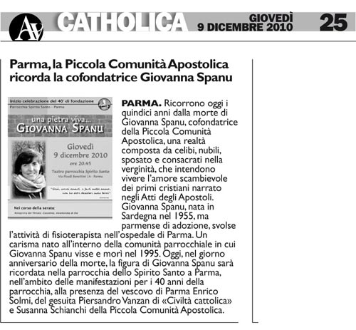 Avvenire - Catholica 6 Dicembre 2010